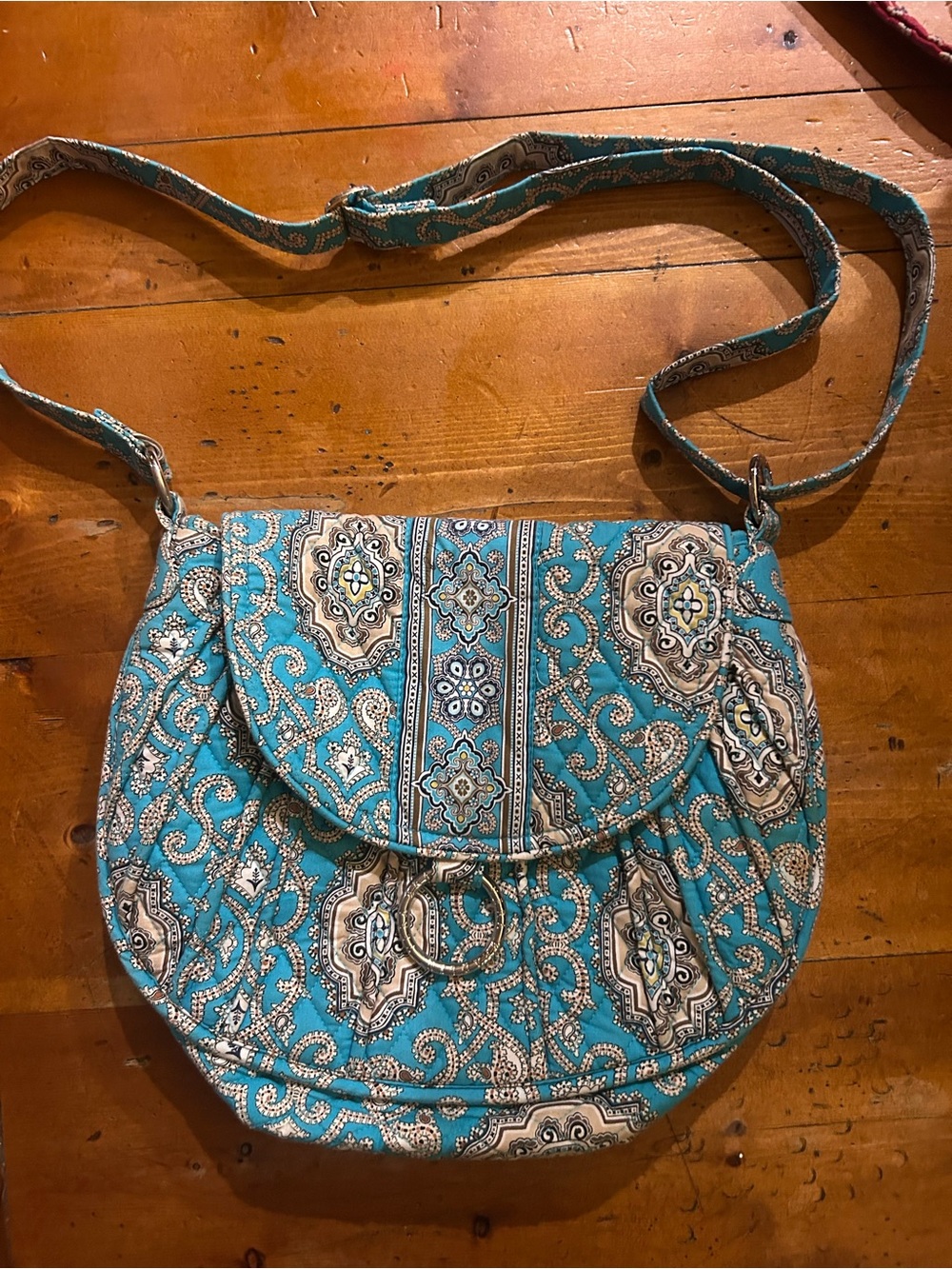 Vera Bradley Turquoise Paisley Quilted Crossbody Bag